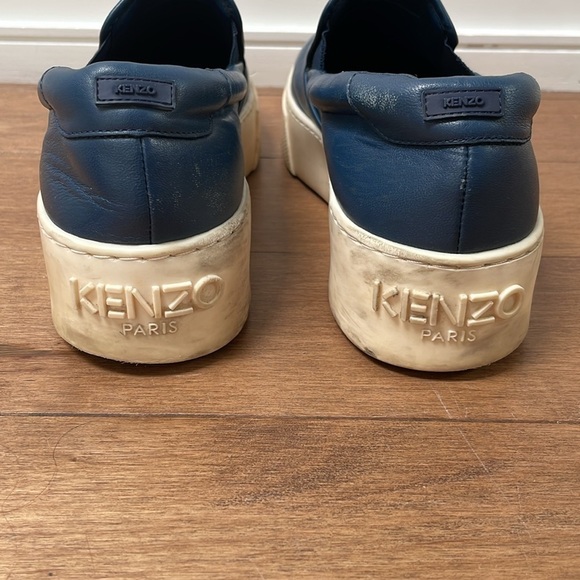 KENZO Tiger platform slip-ons blue marine light Blue leather sneaker sz 8.5 (39) - Picture 6 of 13